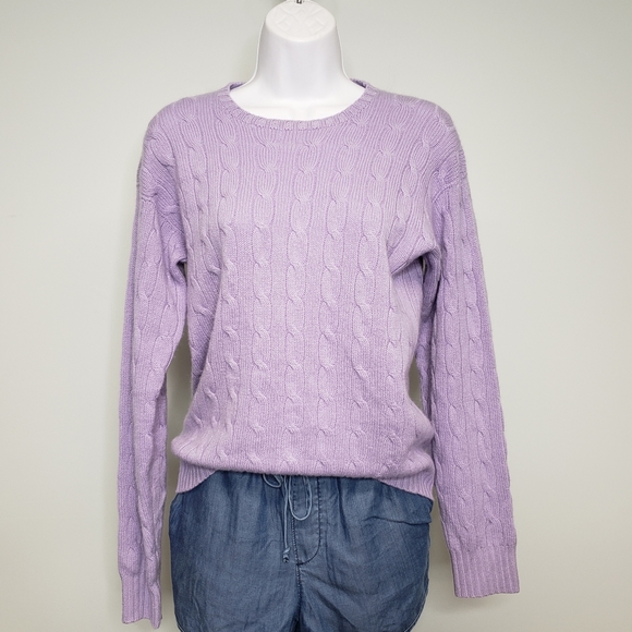 Ralph Lauren Black Label Sweaters - Ralph Lauren Black Label Lavender Cable Knit Cashmere Sweater Size Small